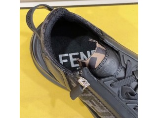 FENDI FLOW BLACK LEATHER LOW TOPS