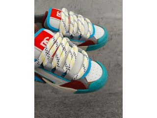 DOLCE & GABBANA MIXED-MATERIAL PORTOFINO SNEAKERS IN MULTICOLOR