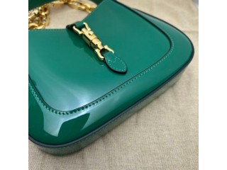 GUCCI JACKIE 1961 MINI SHOULDER BAG WITH GREEN PATENT LEATHER