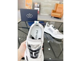 Prada Mechano White Silver Sneakers Reps